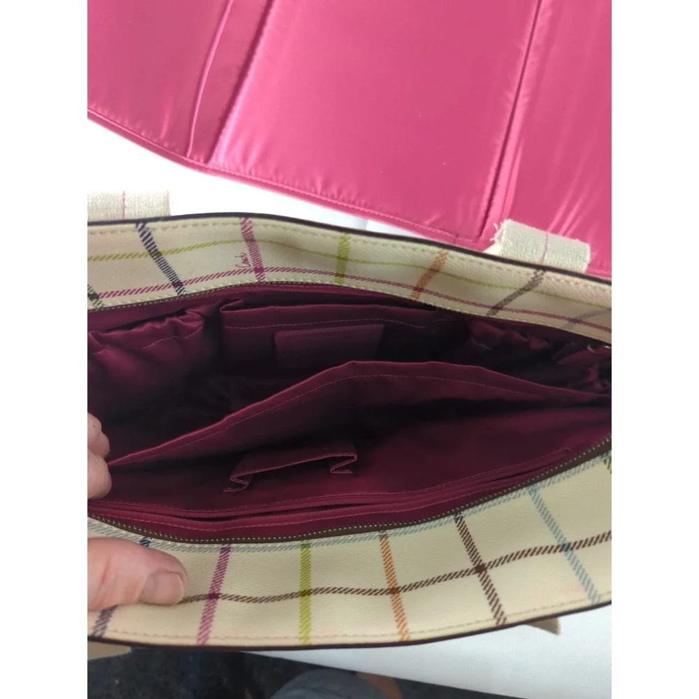 COACH Tattersall Multicolored Coated Canvas Diaper Bag Fl4792 See Pictures